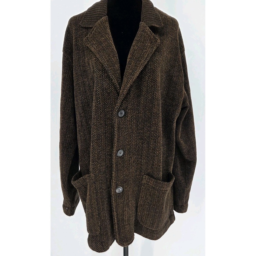 Vtg Zegna Men's Wool Blend Cardigan 52L Brown Button Front  Sweater
